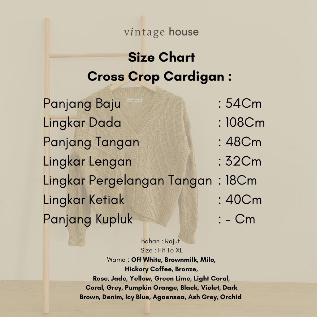 Vintage House Cross Crop Cardi (Cardigan Rajut Cable Wanita Korea / Korean Cardigan)-4