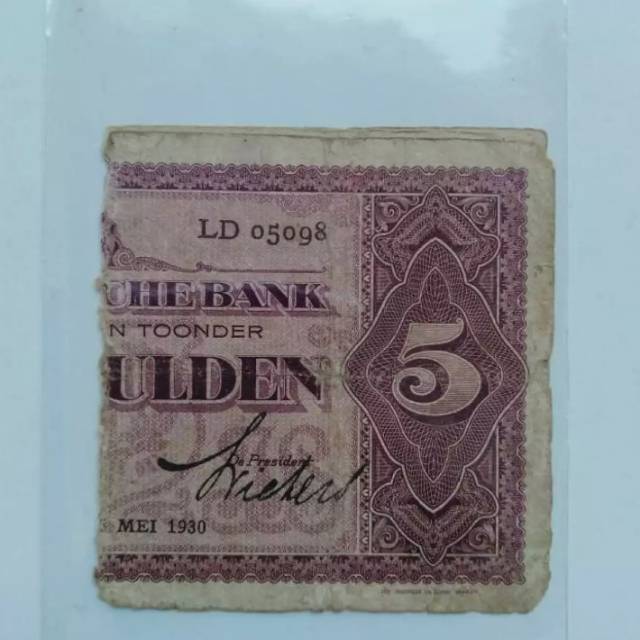 sanering uang Kuno 5 Gulden coen kondisi biasa