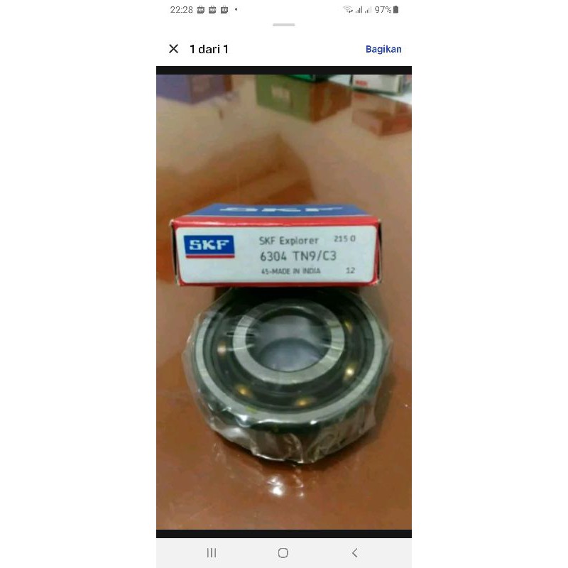 Ball bearing 6304 TN9C3 SKF