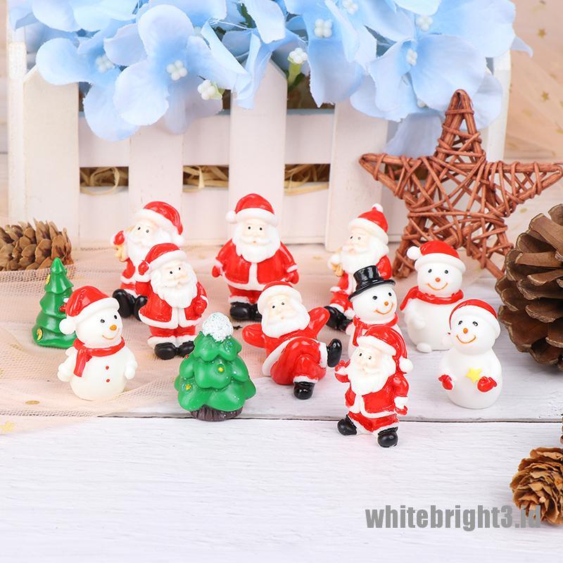 (white3) Miniatur Santa Claus / Snowman / Pohon Natal DIY Untuk Dekorasi Taman