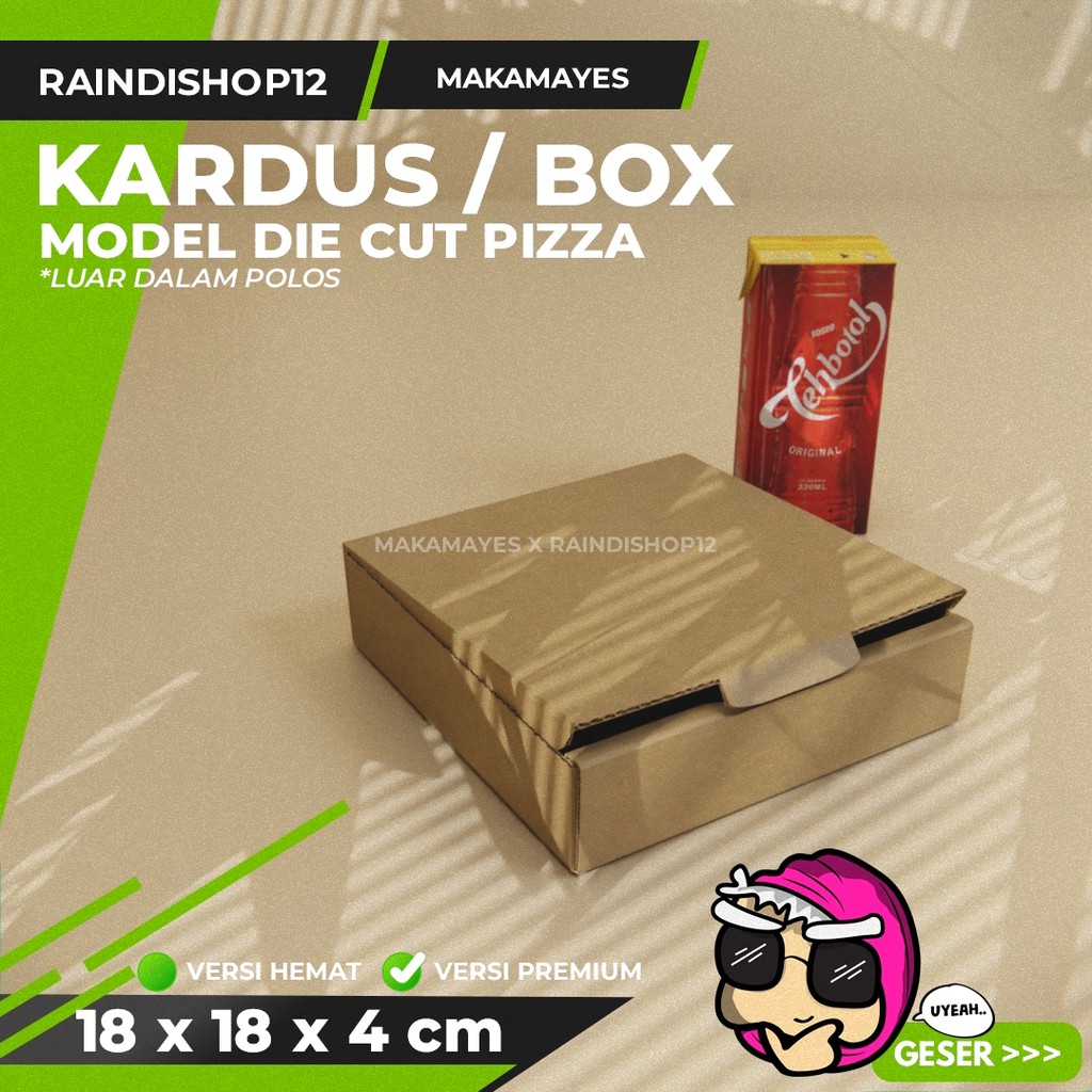 

(MIN 10 PCS) BOX 18 X 18 X 4 CM KARDUS DIE CUT PIZZA KEMASAN PACKAGING KADO