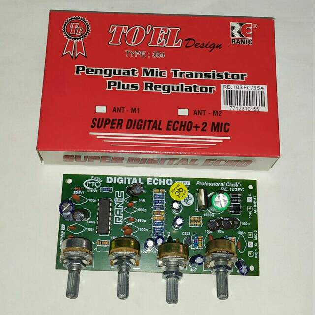 Kit Penguat Mic Transistor 2 mic Echo Plus Regulator