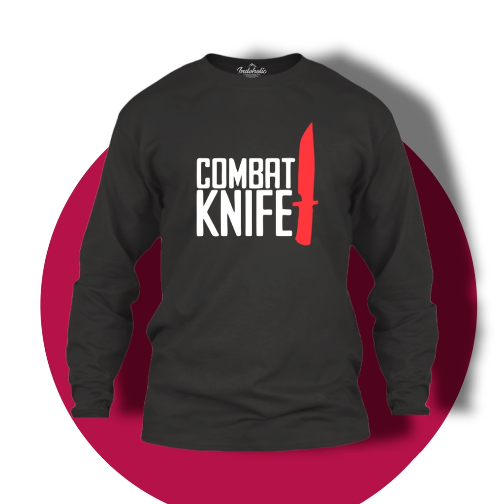 Indoholic Atasan Baju Kaos Distro Kaos Lengan Panjang Pria Wanita Combed 100% Combat Knife