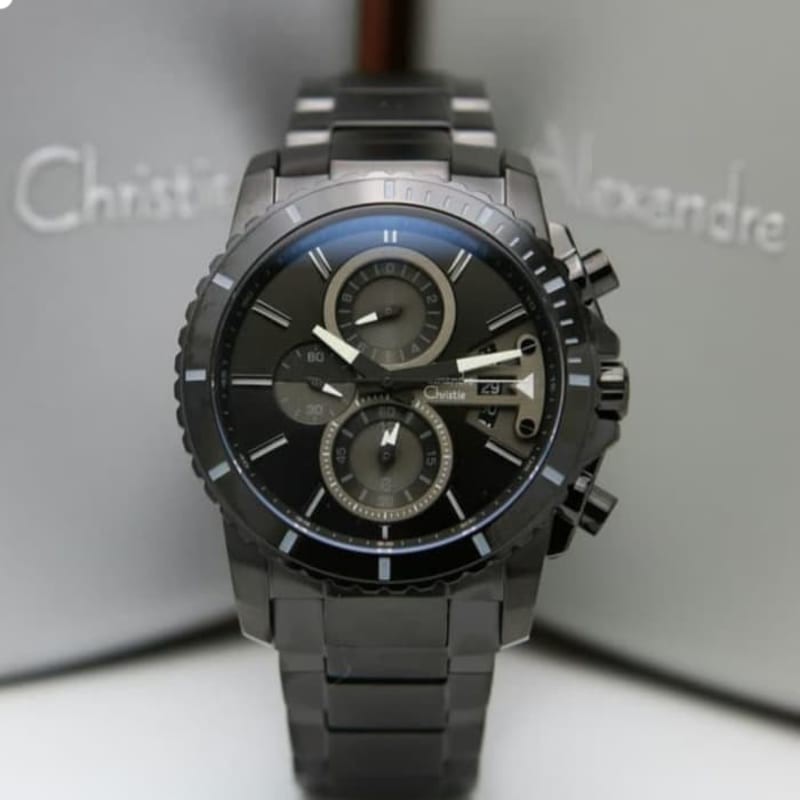 Jam Tangan Alexandre Christie 6532 AC 6532 pria original stainless steel hitam