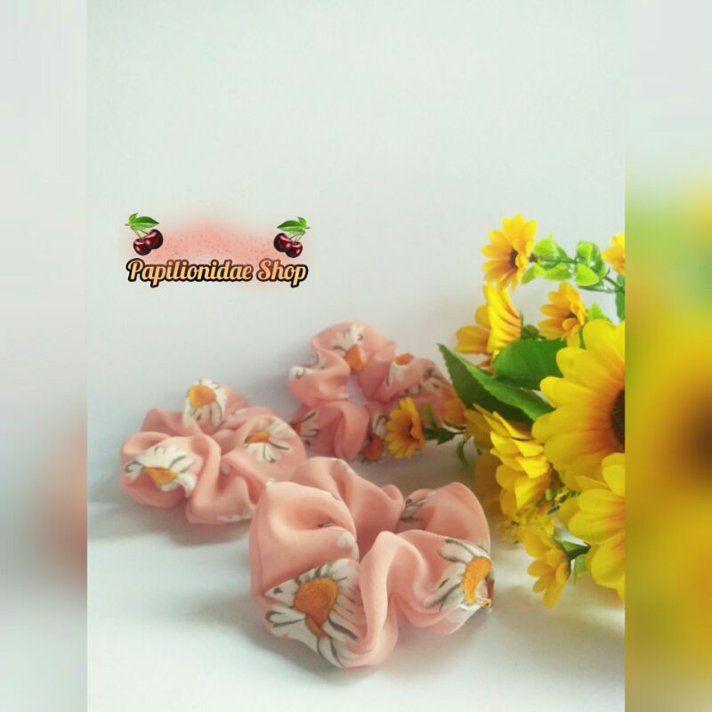 Scrunchie ikat rambut korea bunga daisy