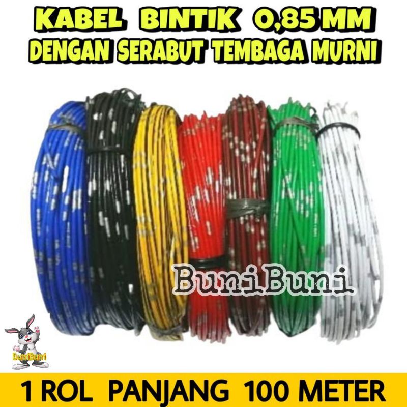 Kabel Bintik 0.85 MM / Kabel Body Bodi Roll 0.85MM Serabut Tembaga Untuk Mobil Motor Panjang 100 Meter