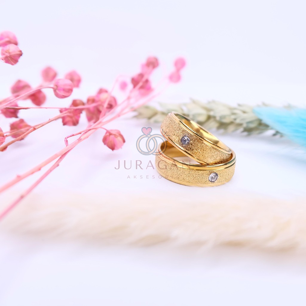 [UKIR NAMA + BOX HATI] Cincin Couple BUCIN Titanium M14 BONUS Gelang Couple