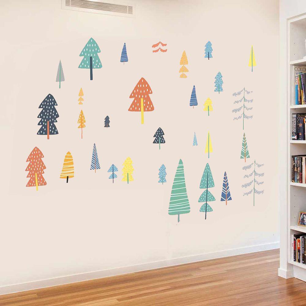 Nickolas1 Stiker Dinding Gaya Nordic Tree Woodland Dekorasi Kamar Bayi