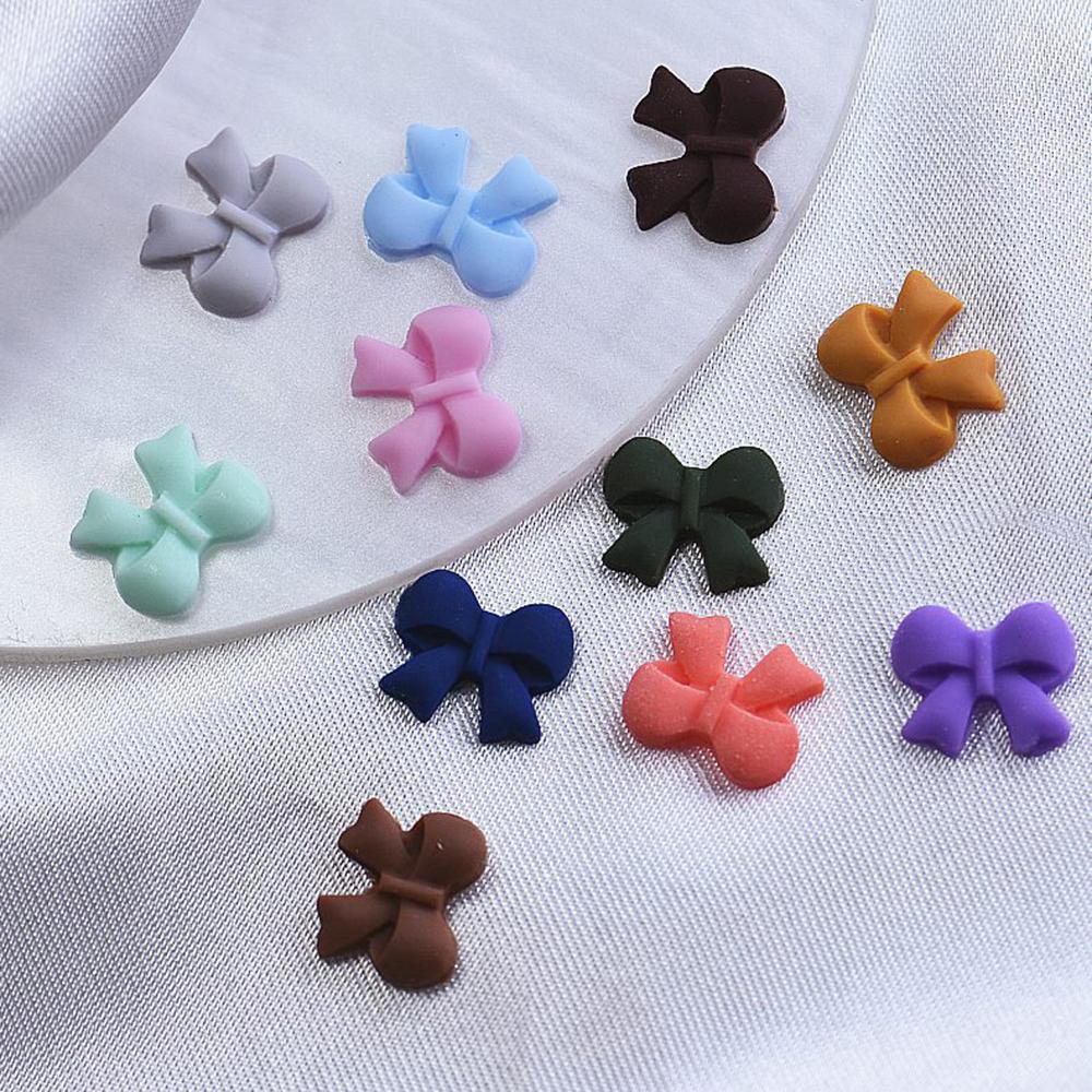 AUGUSTINA Hiasan Kuku Bowknot Agustina Warna Pelangi Elegan Frosted DIY Nail Art