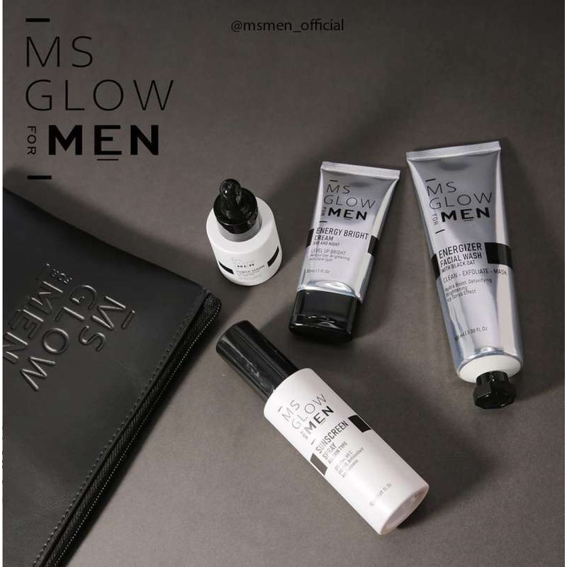 MS Glow Men Paket Lengkap 4 in 1 Original Skincare Pria Mencerahkan Wajah Menghilangkan Jerawat Kulit Kusam COD-1