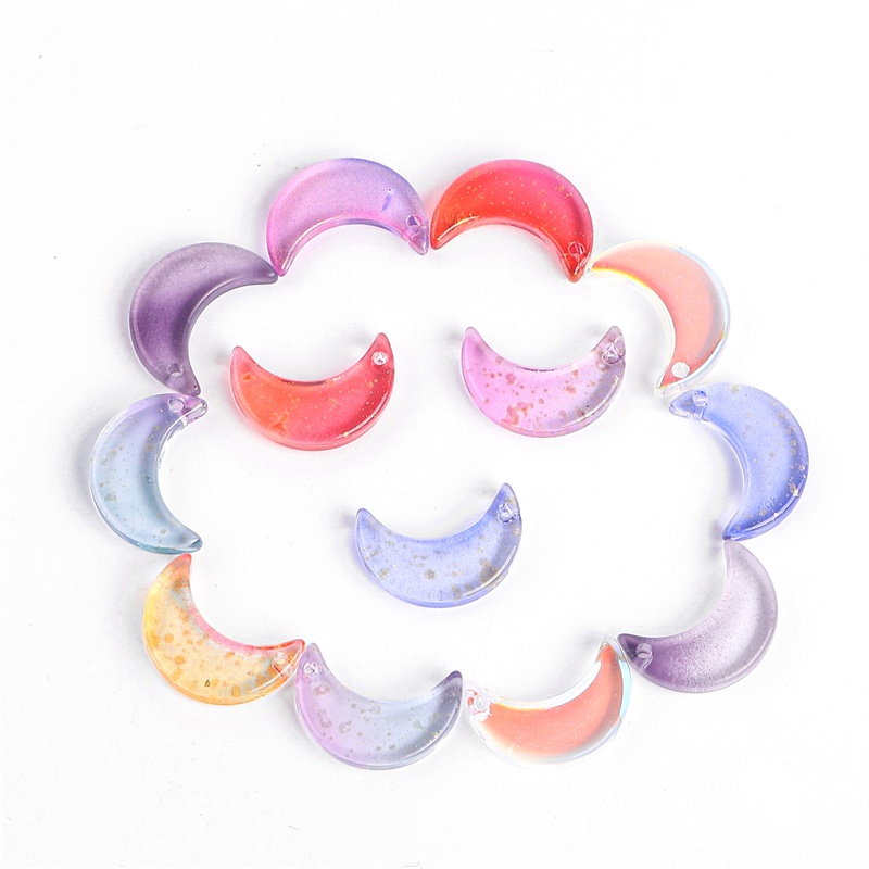 10pcs Manik-Manik Kristal Kaca Bentuk Bulan Warna Pelangi Ukuran 16x11mm Untuk Membuat Perhiasan Kalung Gelang Dan Anting