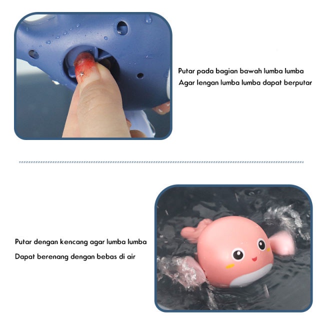 Mocababy Mainan Mandi Anak Bayi Bentuk Karakter Hewan Kecil Dapat Berenang Mainan Mandi Anak Bayi Bentuk dalfin / bath toy bayi / Mainan mandi bayi Jarum Jam-7