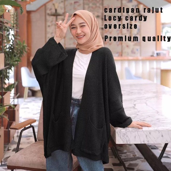 Sweater cardigan rajut oversize locy cardi premium wanita banyak pilihan warna pakaian baju atasan