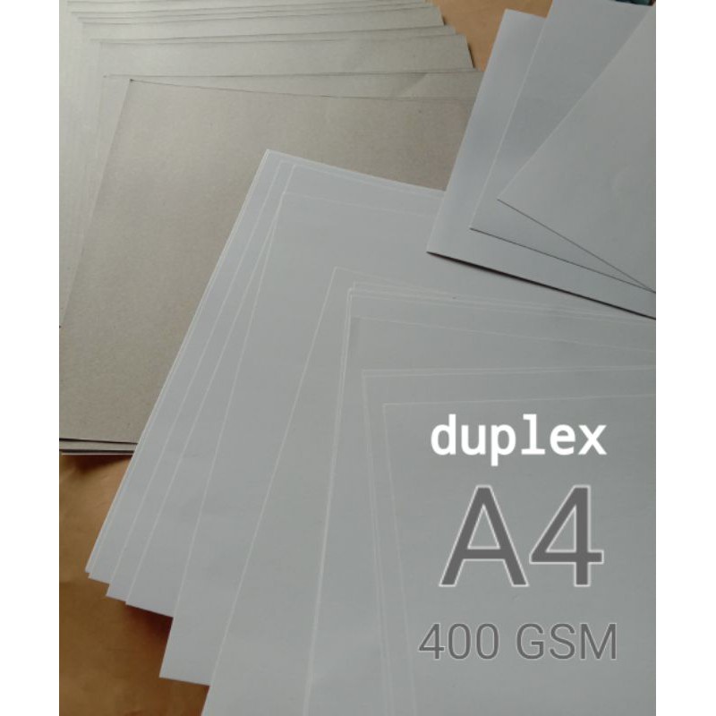 

kertas Duplek Duplex 400 gsm Ukuran A4 21 cm X 29,7 cm (isi 66 lembar)