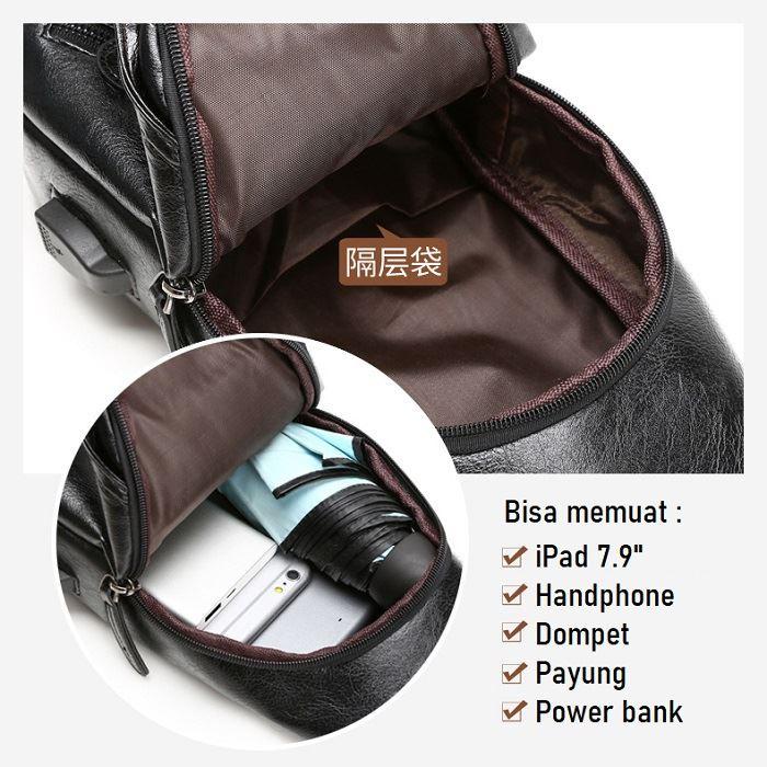 BQ 3204 RISCE TAS WAISTBAG KULIT IMPORT COWOK PRIA LAKI-LAKI JAKARTA BATAM