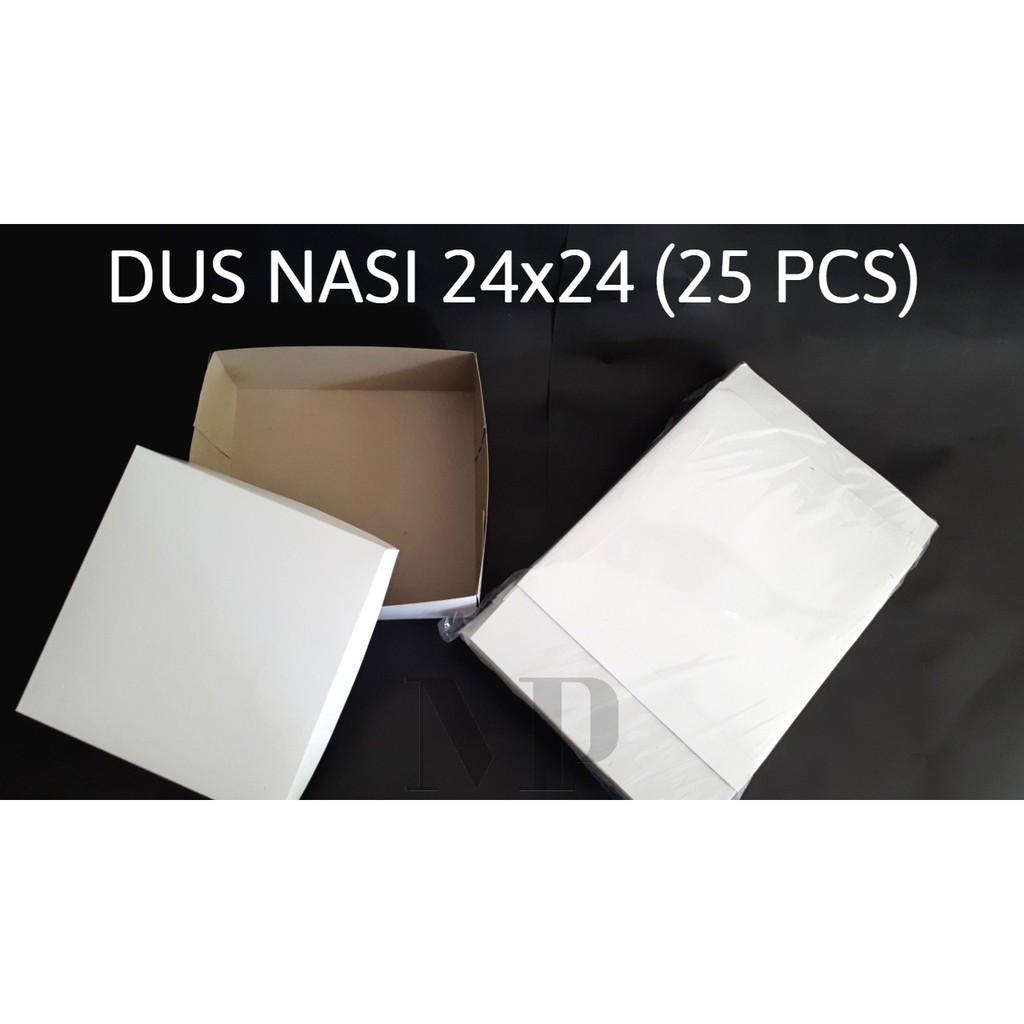 25pcs Dus Nasi Kotak 24x24 Cm Putih Polos Catering Box Shopee Indonesia
