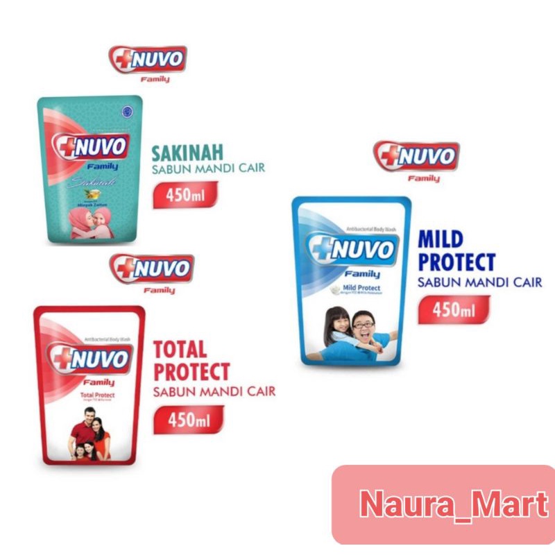 NUVO Sabun cair Total protect/Mild protect/Sakinah  Body Wash 450 ml