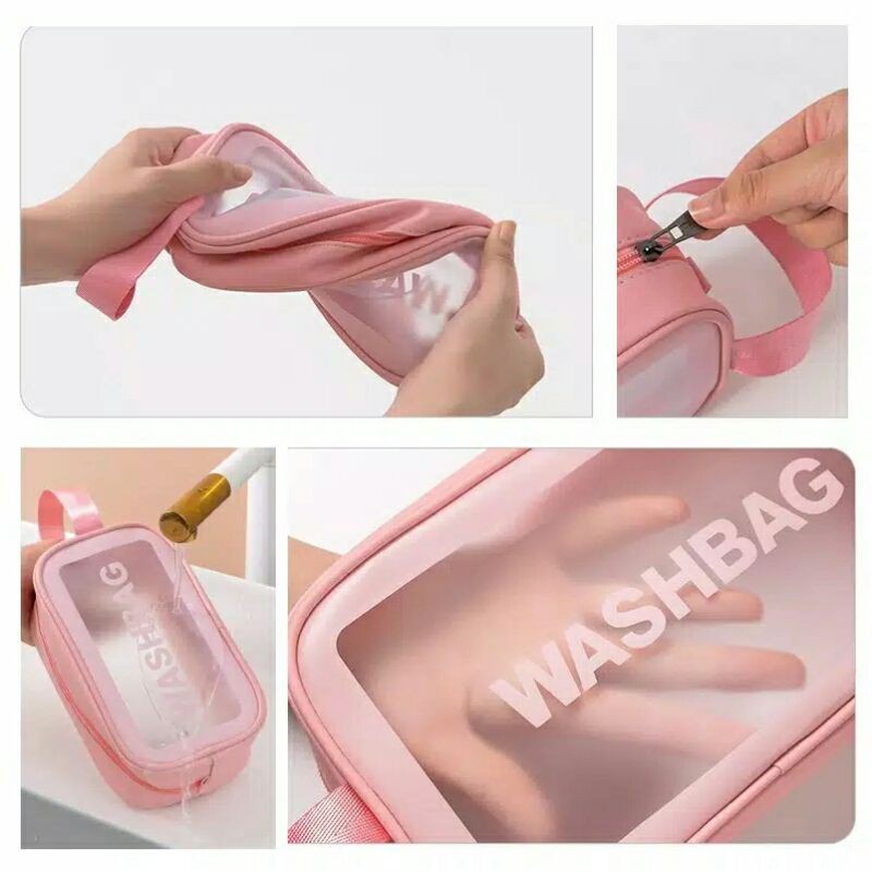 ☛TK☚ R526 Tas Kosmetik Washbag Toiletry - Pouch Make-Up Travel Transparan Waterproof