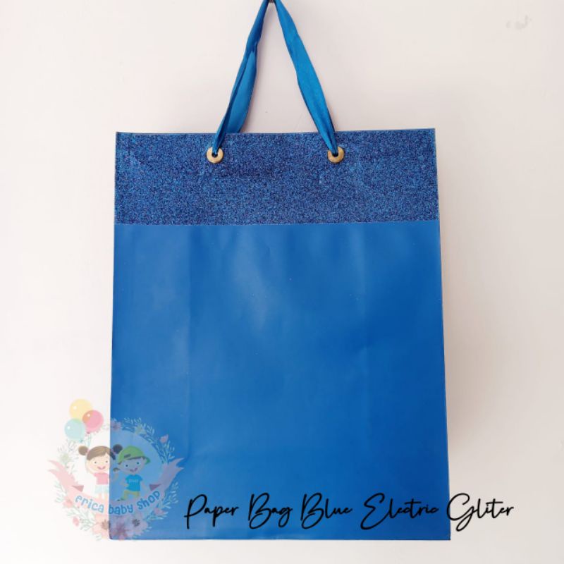 

paper bag blue electric gliter