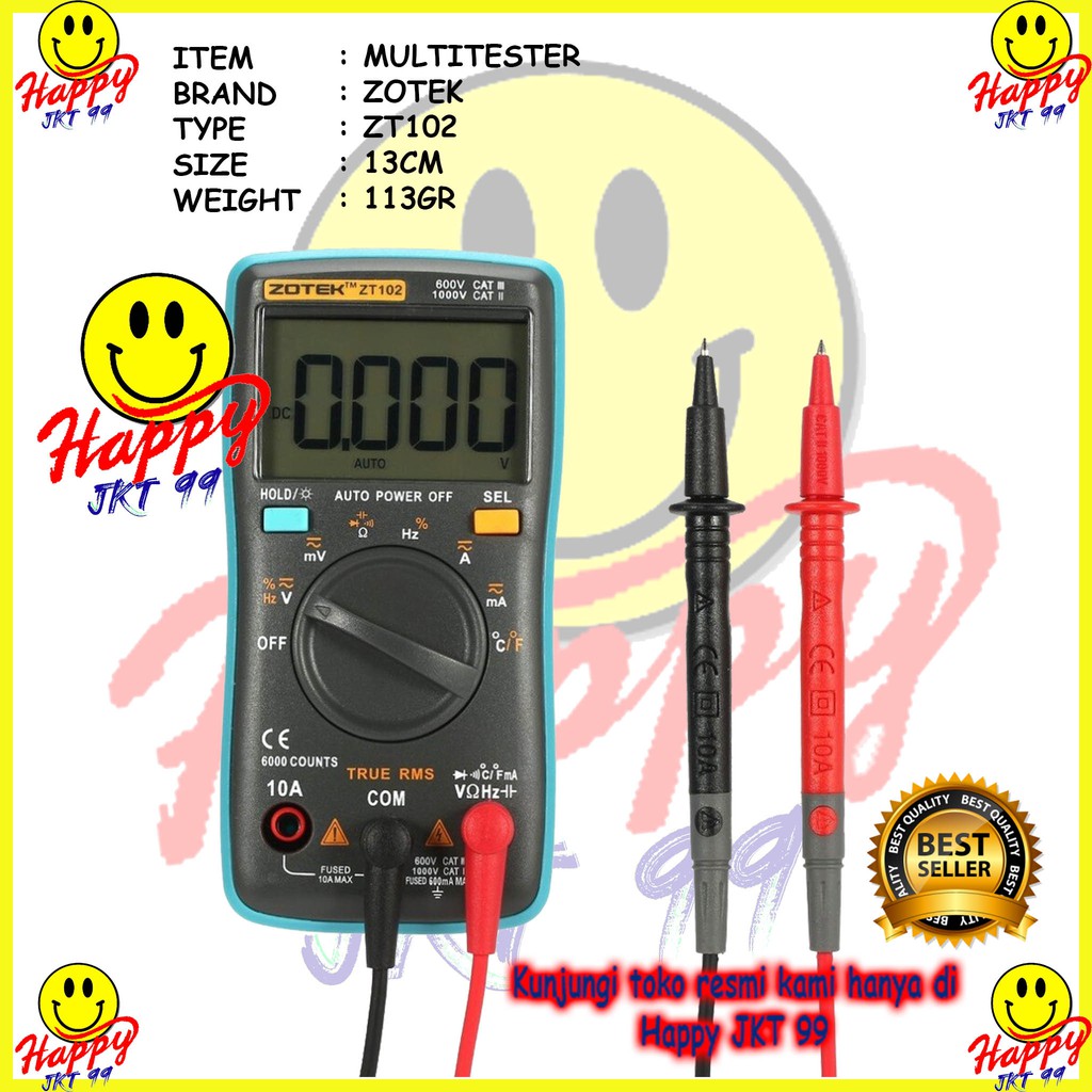 [ HAPPY JKT 99 ] ORIGINAL AVOMETER DIGITAL ZOTEK ZT102 MULTITESTER DIGITAL ZT 102