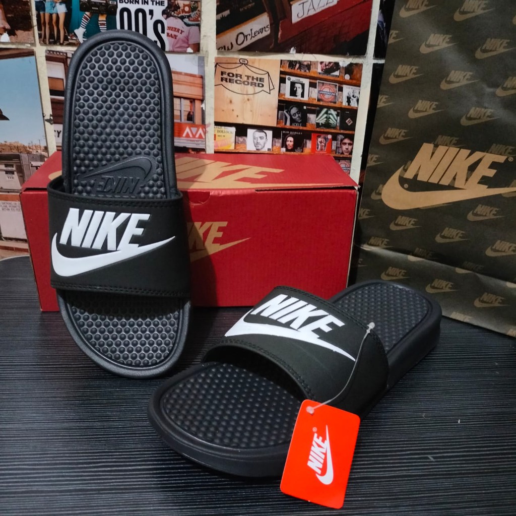 SANDAL NIKE BENASI SWOOSH PRIA WANITA SELOP TERMURAH SENDAL SLIDE FLIP FLOP NIKE HITAM MURAH SLOP