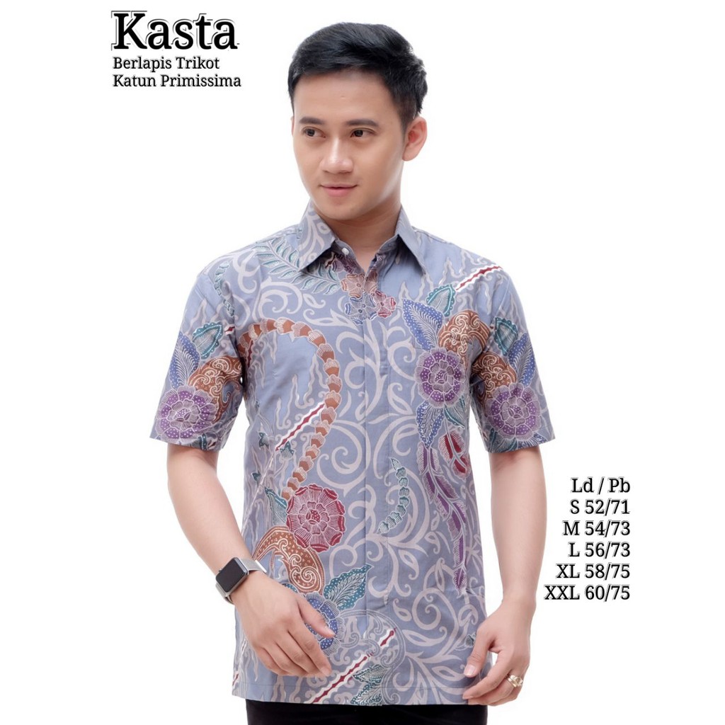 Hem Batik Cowok Remaja Motif Kasta - Kemeja Batik Tulis Pria Lengan Pendek