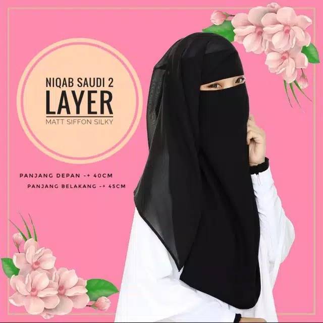 Niqob Saudi 2 Layer. Cadar Saudi 2 Layer Bahan Chiffon
