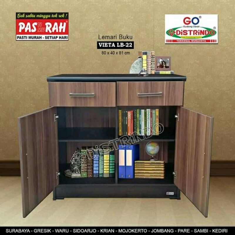 Lemari Buku File Meja Aqua Meja TV 2 Laci dgn 2 Lemari Kecil Bahan Papan PB Tebal Halus Dan Kokoh