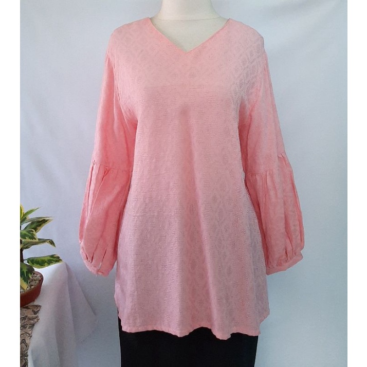 Blouse Katun Doby Pink / Atasan wanita Blouse Doby Lengan Balon