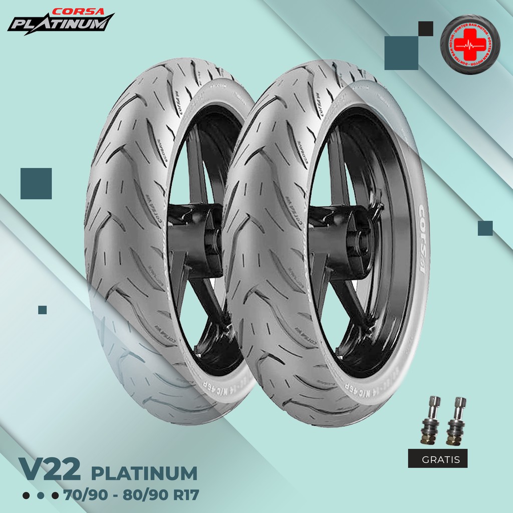 Paket Ban Motor Moped (Motor Bebek) // CORSA V22 PLATINUM 70/90 - 80/90 Ring 17 Tubeless