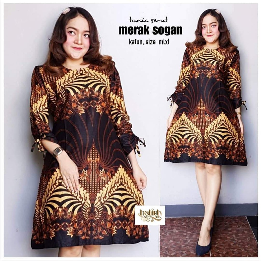 Zola Batik Tunik Wanita Serut Merak Sogan Batik