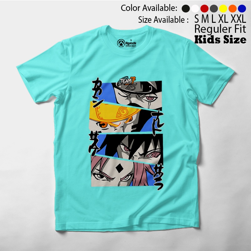 Baju Kaos Atasan Anak Laki-Laki Kids T Shirt Anime Naruto Shipuden Team 7 Kakashi Naruto Sasuke Sakura