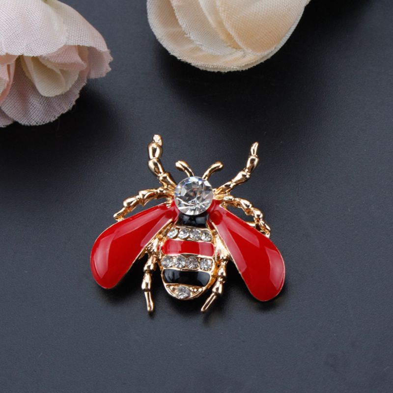 Zzz Bee Bros Enamel Untuk Berlian Imitasi Bug Madu Pin Indah Pakaian Gaun Syal Dec