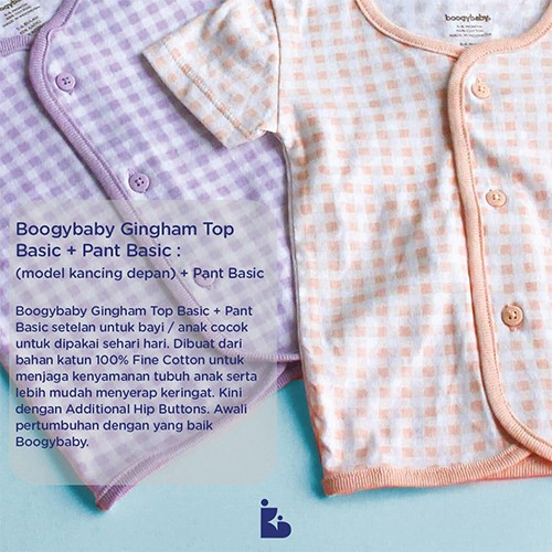 BoogyBaby Gingham Top Basic + Pants Basic | Baju Set Anak | Baju Atas Bawah