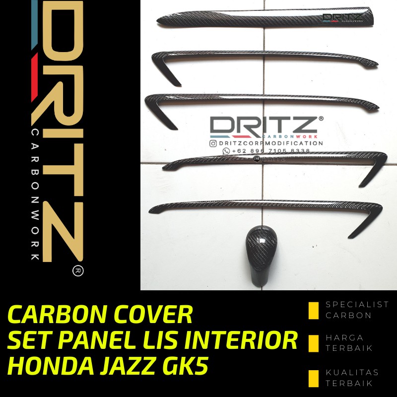 Carbon Kevlar Cover SET PANEL LIS INTERIOR HONDA JAZZ GK5 2015 2021 Aksesoris Karbon Mobil