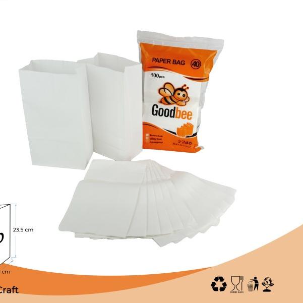 

✶ PAPER BAG UKURAN M - MEDIUM - KANTONG KERTAS ROTI - WHITE ISI 100PCS ۩