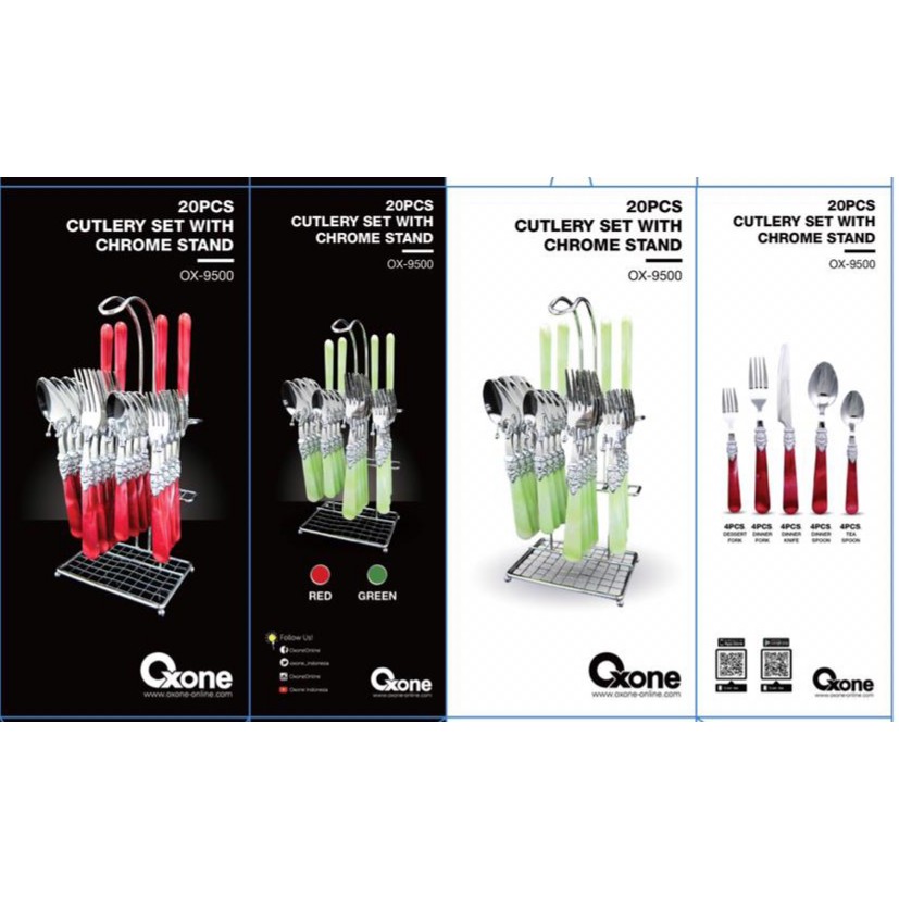 Oxone OX-9500 Sendok &amp; Garpu Makan 20Pcs Dengan Hanger