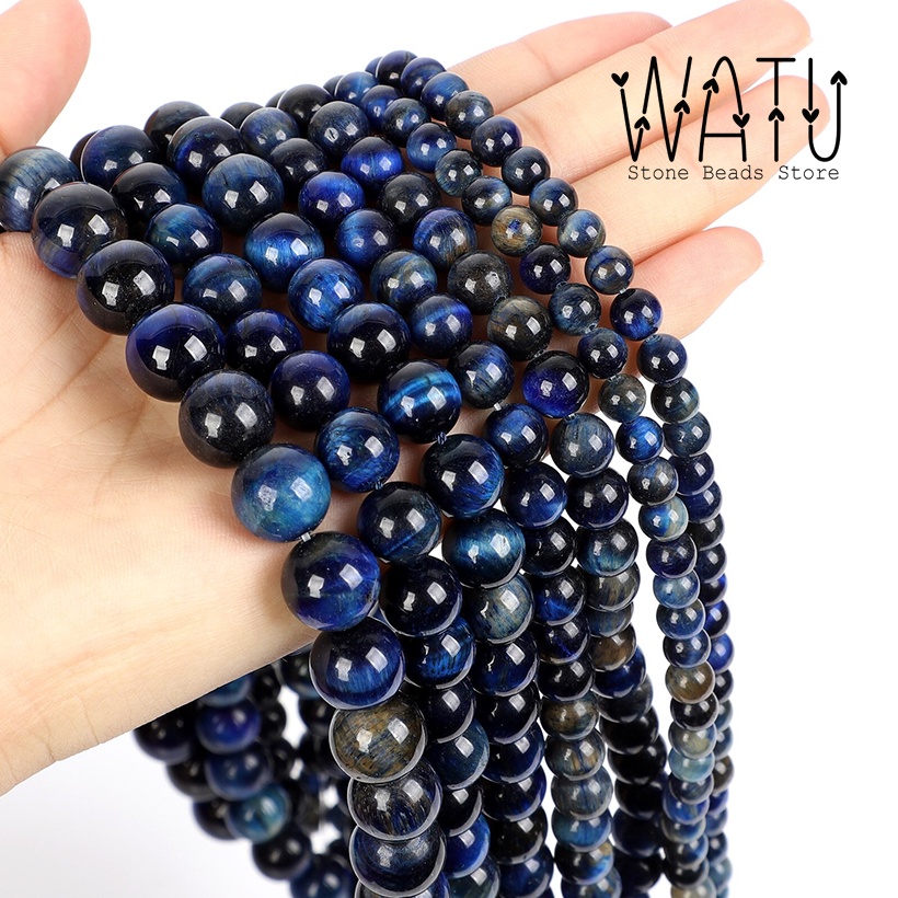 Batu Alam Tiger Eye Blue Lazuli Dyed Round Beads