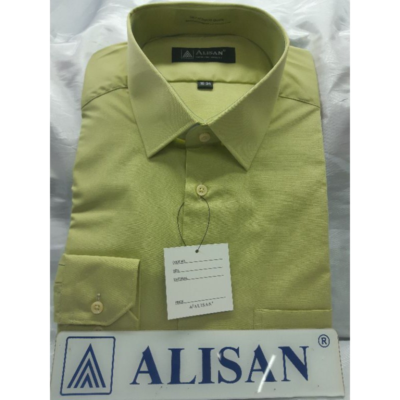 Kemeja Alisan polos lengan panjang warna H12 (hijau alpukat)