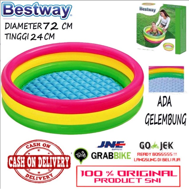 Bestway 51128 Kolam Renang Anak Besar [72cm x24cm] / Kolam Mandi Anak Pelangi