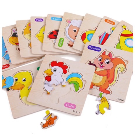 MAINAN PUZZLE KAYU ANAK HEWAN KARTUN/MAINAN EDUKASI ANAK BAYI / WOODEN PUZZLE TOYS | FADHILAH SHOP BJB