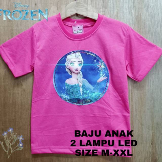 Kaos frozen LED bisa nyala