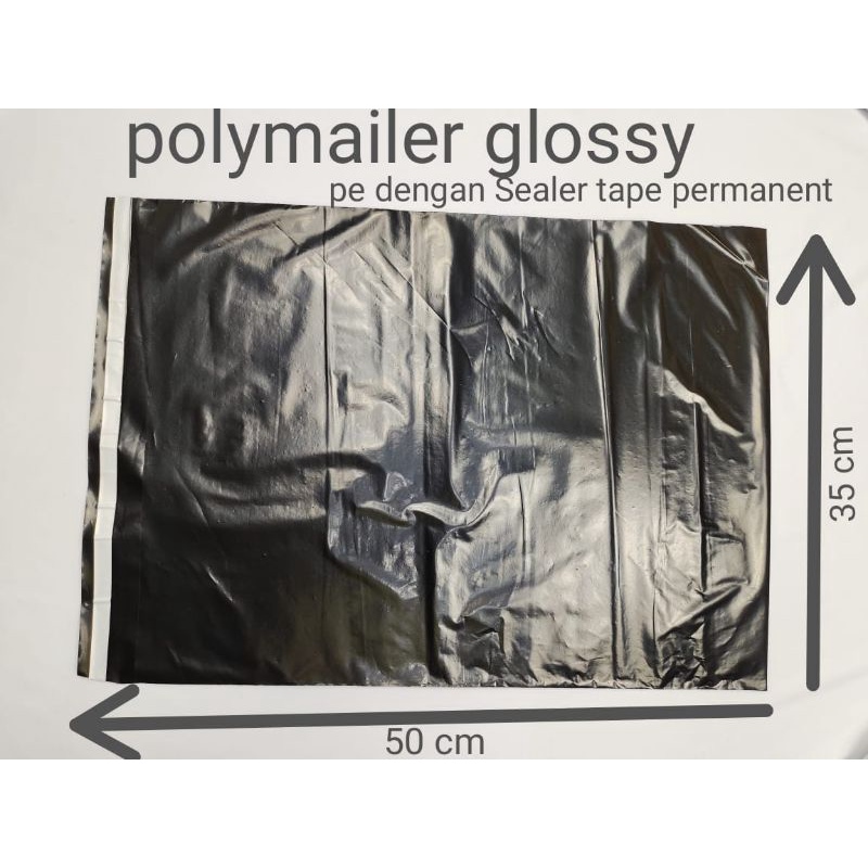 

100 Pcs 35x50 polymailer hitam glossy//Kantong Plastik Packing Polymailer