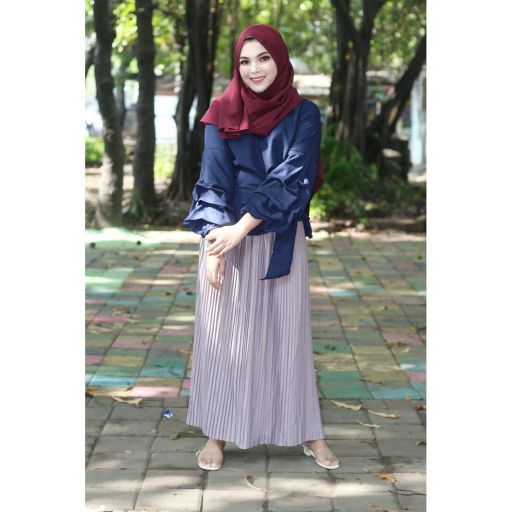 ROK PLISKET MURAH 357 LUVALINE ROK PLISKET PANJANG PLEATED SKIRT FLARE SKIRT MAYUNG FLOWY REMPEL