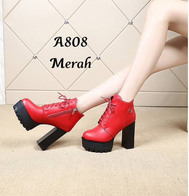 SEPATU BOOTS WANITA IMPOR HIGH BLOCK KOREA #A808