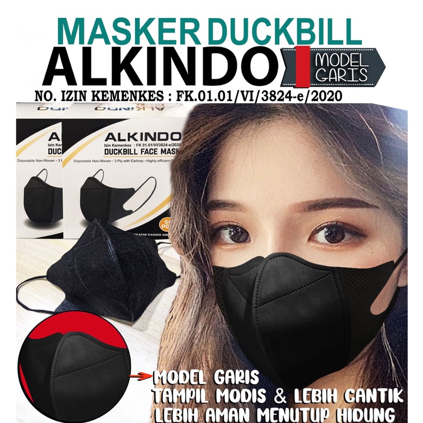 MASKER DUCKBILL ALKINDO ADULT FACE MASK 3PLY BFE 95%