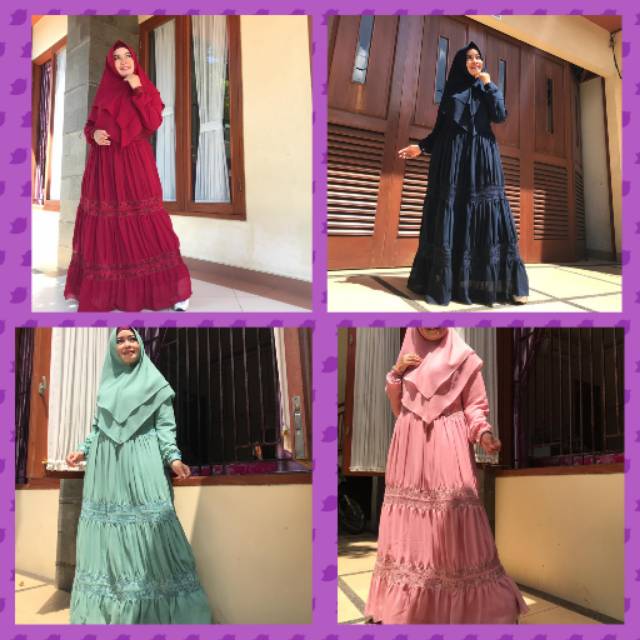 Gamis syar'i/Gamis set Khimar/Gamis Grosir Tanah Abang/Gamis Ceruty Babydoll original/ Gamis Brukat