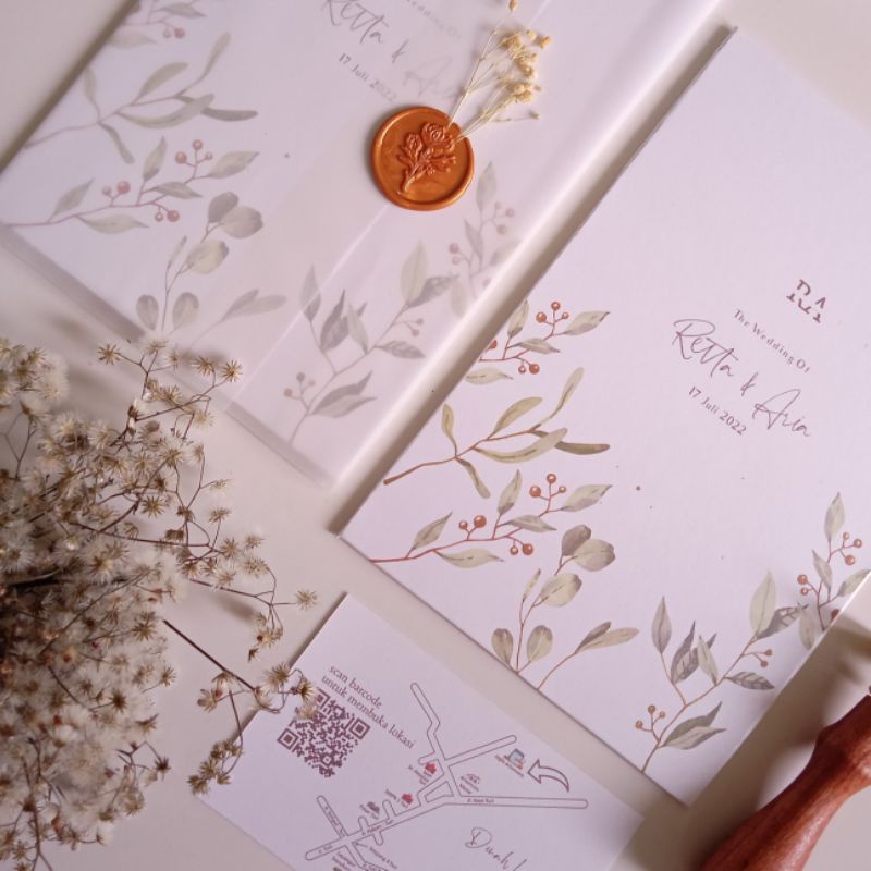 (BISA SATUAN) UNDANGAN PERNIKAHAN SINGLE HARD COVER SIMPLE ELEGAN | VELLUM TRANSPARANT PAPER