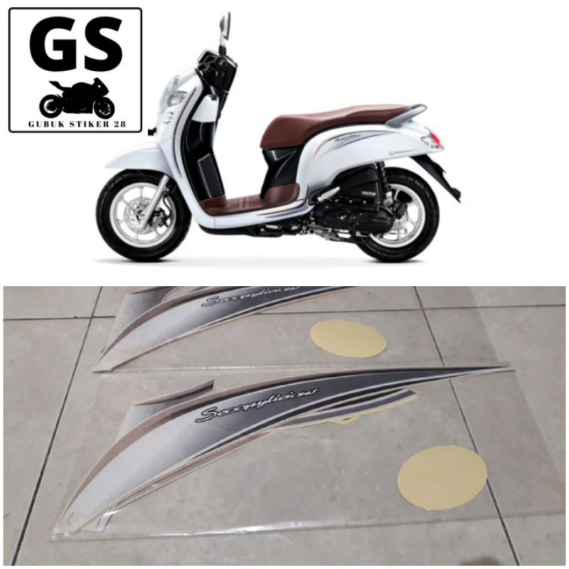 STRIPING STIKER LIS BODY MOTOR HONDA SCOOPY STYLISH ORISINIL TAHUN 2017 PUTIH