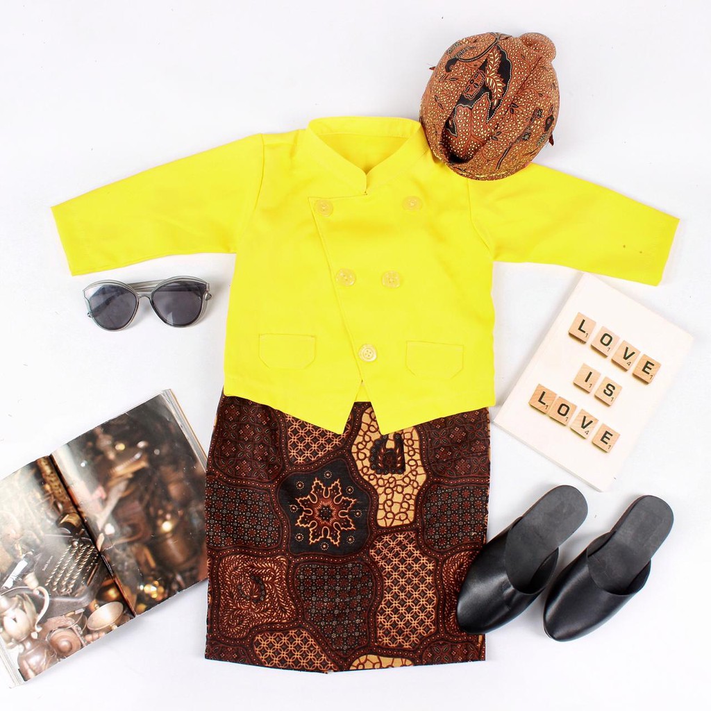 BESKAP BAJU ADAT ANAK JAWA SIZE 10 TAHUN WARNA KUNING ( READY STOK )/BESKAP TEDAK SINTEN/PROPERTI FO